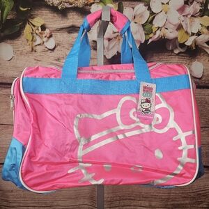 Hello Kitty Pink and Blue Duffel Bag 20.5" X11.5"inches New With Tags..